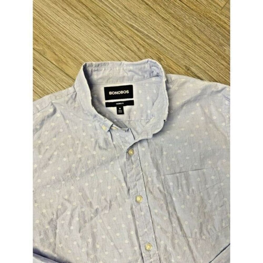Bonobos Mens Button Down Shirt‎ Size Medium Blue Tailored Fit Long Sleeve